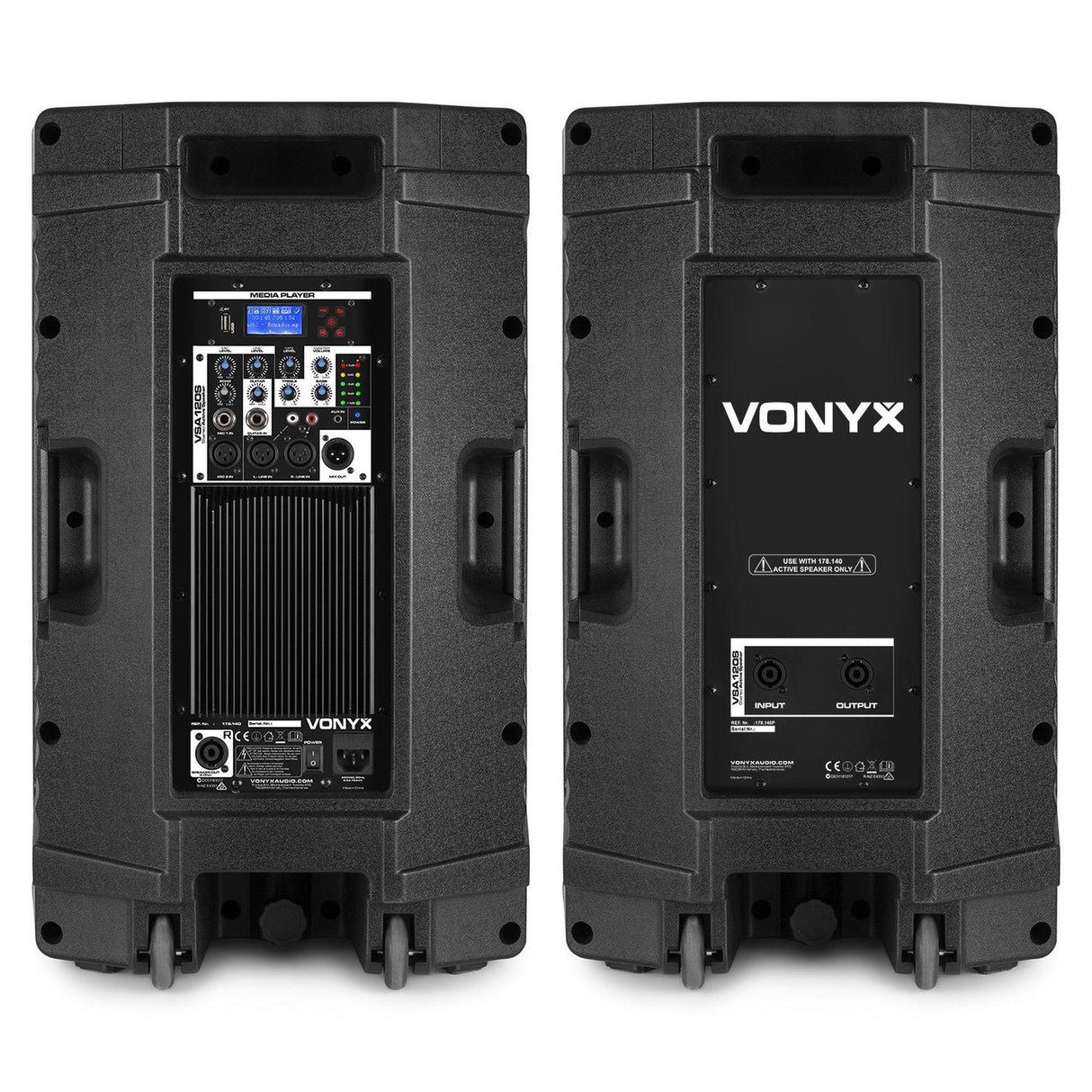 VONYX VSA120S 800W Actieve Stereo Speakerset met Bluetooth, USB Speler en 12 inch Woofers
