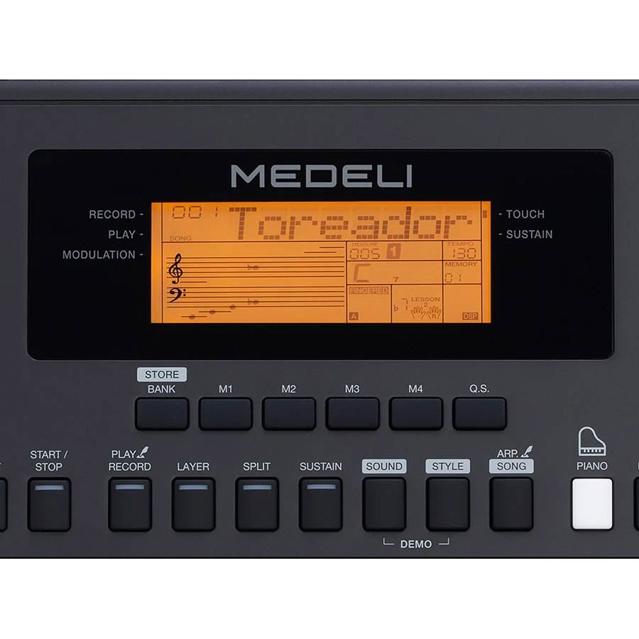 Medeli MK200 Keyboard – 61 Aanslaggevoelige Toetsen met 585 Klanken en USB-MIDI