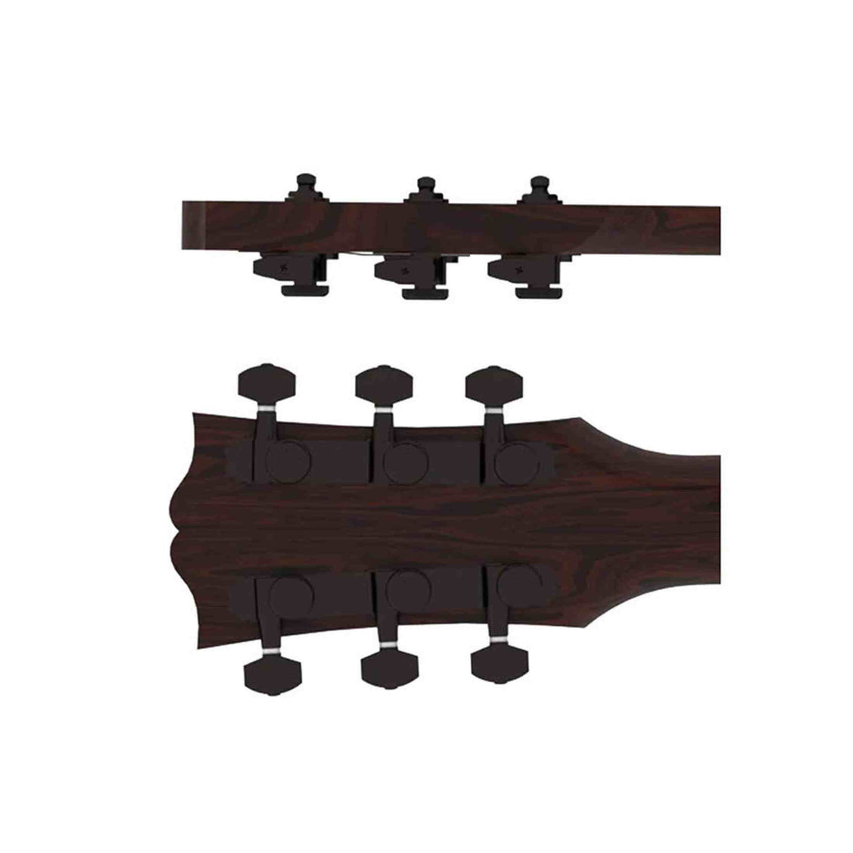 Hipshot HS6K2VEL0B Vintage gitaar tuner upgrade kit, 3 + 3 Grip-Lock, closed zwart