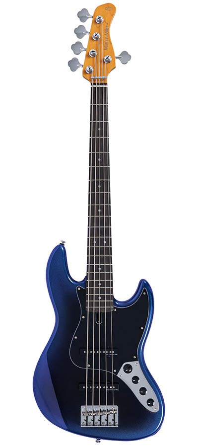 Sire V3N 5/MBB Marcus Miller 5-snarige Actieve Jazz Bas Midnight Blueburst met 2-Bands Preamp