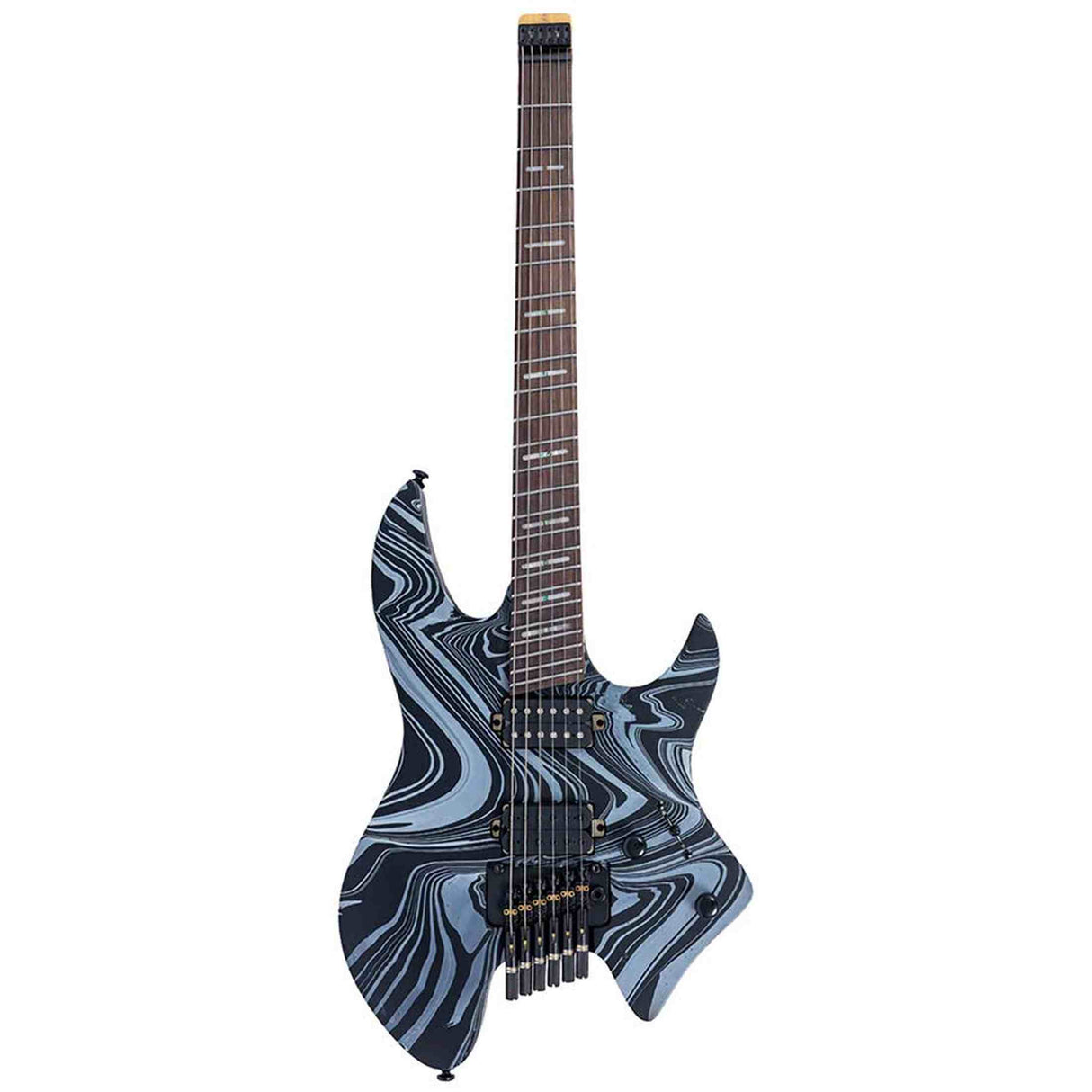 Sire X6H6/BKSW Larry Carlton Headless Elektrische Gitaar Black Swirl met Tremolobrug en Gigbag