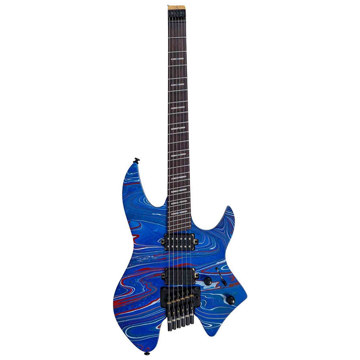 Sire X6H6/BLSW Larry Carlton Headless Elektrische Gitaar Blue Swirl met Tremolobrug en Gigbag