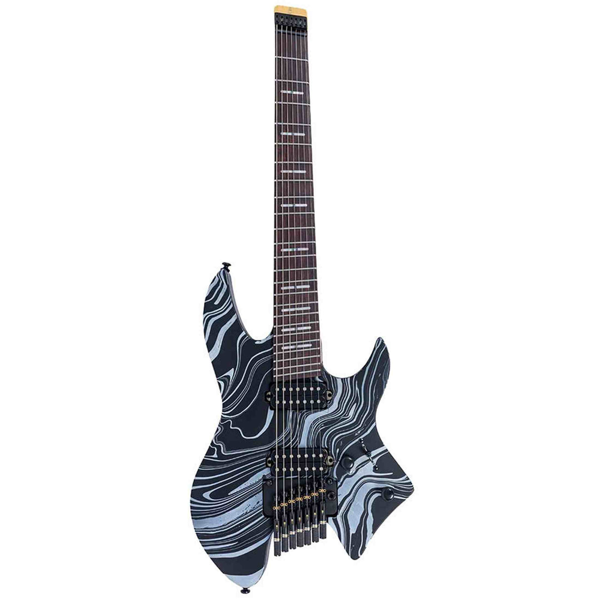 Sire X6H7/BKSW Larry Carlton 7-snarige Headless Elektrische Gitaar Black Swirl met Tremolobrug en Gigbag