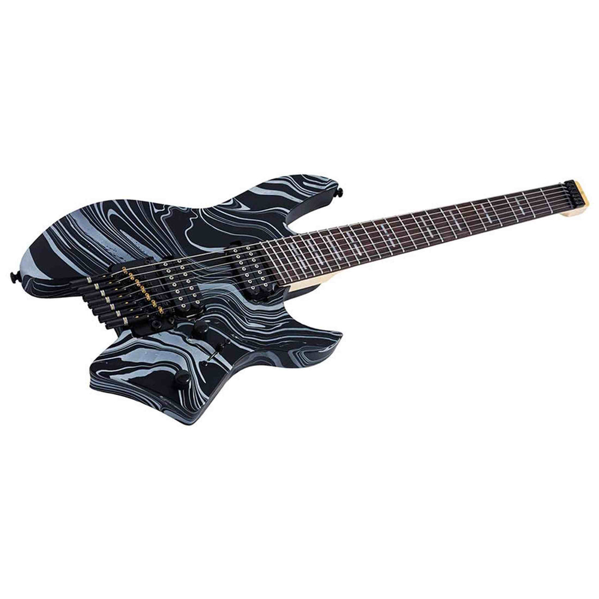 Sire X6H7/BKSW Larry Carlton 7-snarige Headless Elektrische Gitaar Black Swirl met Tremolobrug en Gigbag