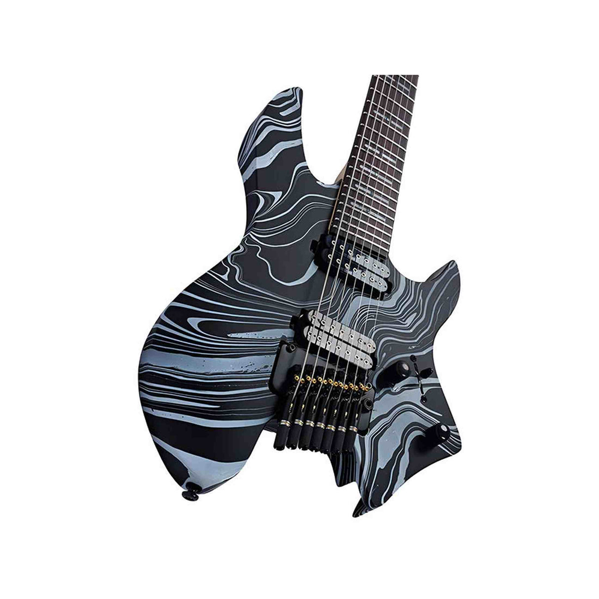 Sire X6H7/BKSW Larry Carlton 7-snarige Headless Elektrische Gitaar Black Swirl met Tremolobrug en Gigbag