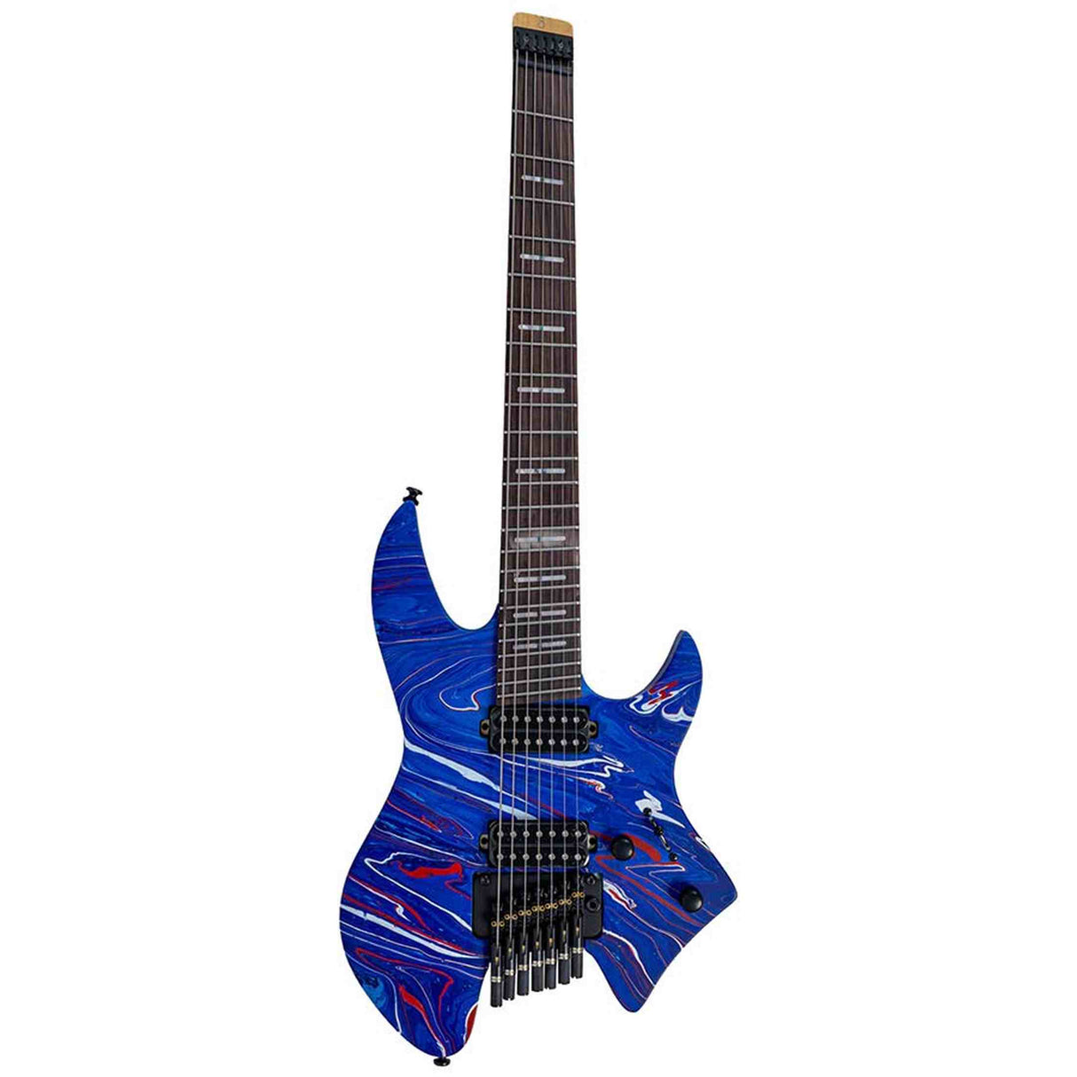 Sire X6H7/BLSW Larry Carlton 7-snarige Headless Elektrische Gitaar Blue Swirl met Tremolobrug en Gigbag