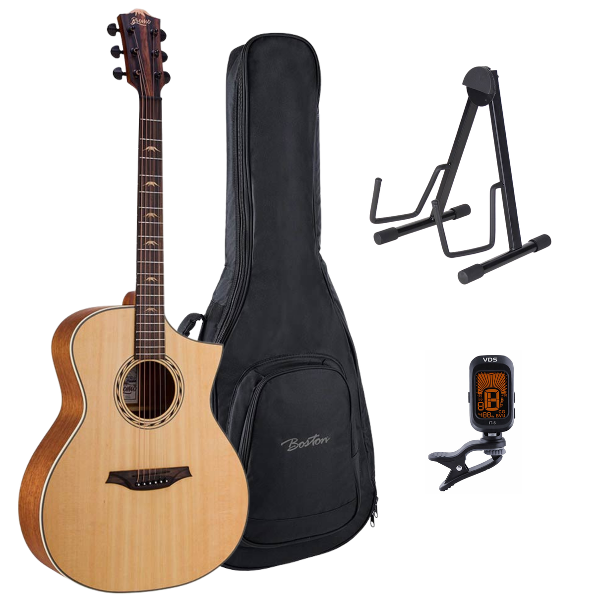 Bromo BAA4C Appalachian Series Gitaarset – Hillside Auditorium met Gigbag, Standaard en Tuner