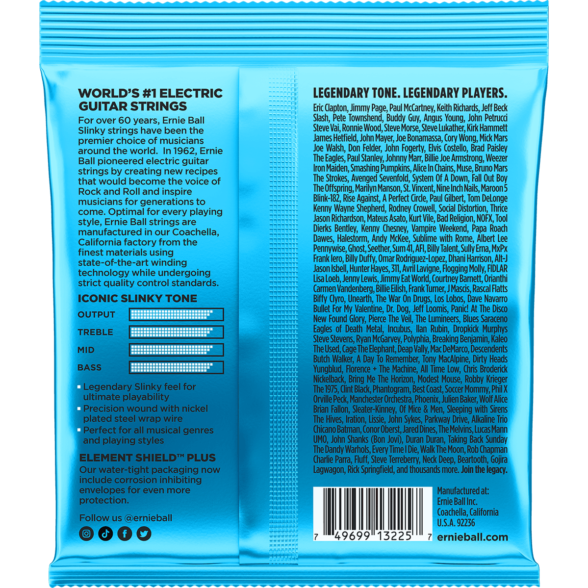 Ernie Ball 3225 Extra Light elektrische gitaarsnaren 3-pack 008-038