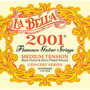 La Bella L-2001FM snaren set classic/flamenco, professional, black nylon trebles & silverplated basses, medium tensio