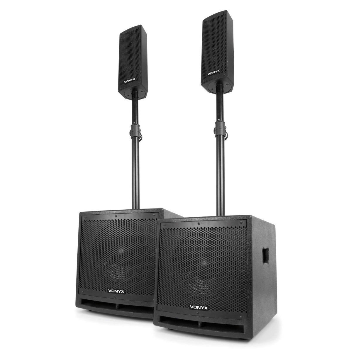 VONYX VX1000BT 1000W 2.2 Actieve Speakerset met Dubbele 10 inch Subwoofers en Bluetooth