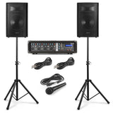 VONYX VX210 Full PA Geluidssysteem 800W met 10 inch Speakers, Mixer en Bluetooth