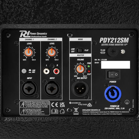 Power Dynamics PDY212SM Actieve Stage Monitor 700W met 12 inch Woofer en Bi-Amp Versterker