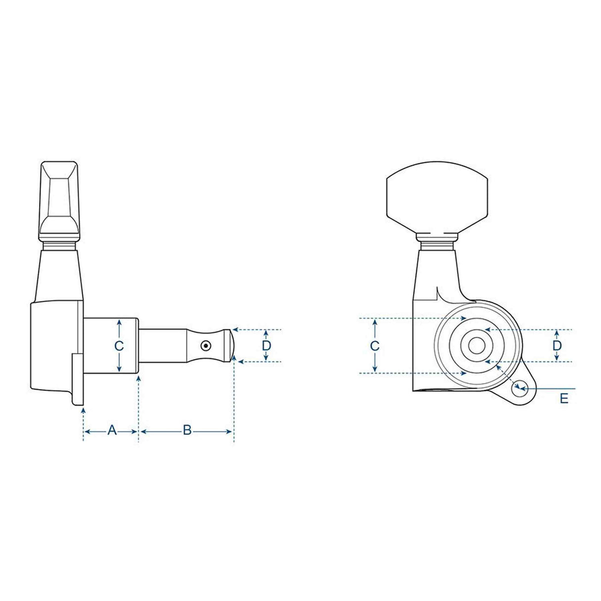 Boston 75-BLR Stemmechanieken voor gitaar, die cast, 3x links + 3x rechts, zwart, deluxe knoppen