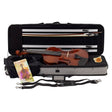 Leonardo LV-2014 viool set 1/4, massief, ebbenhouten fittings, Europees gevlamd esdoorn, incl. koffer en strijkstok