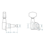 Boston 77-BL Stemmechanieken voor gitaar, die cast, 6x links, zwart, kleine knoppen