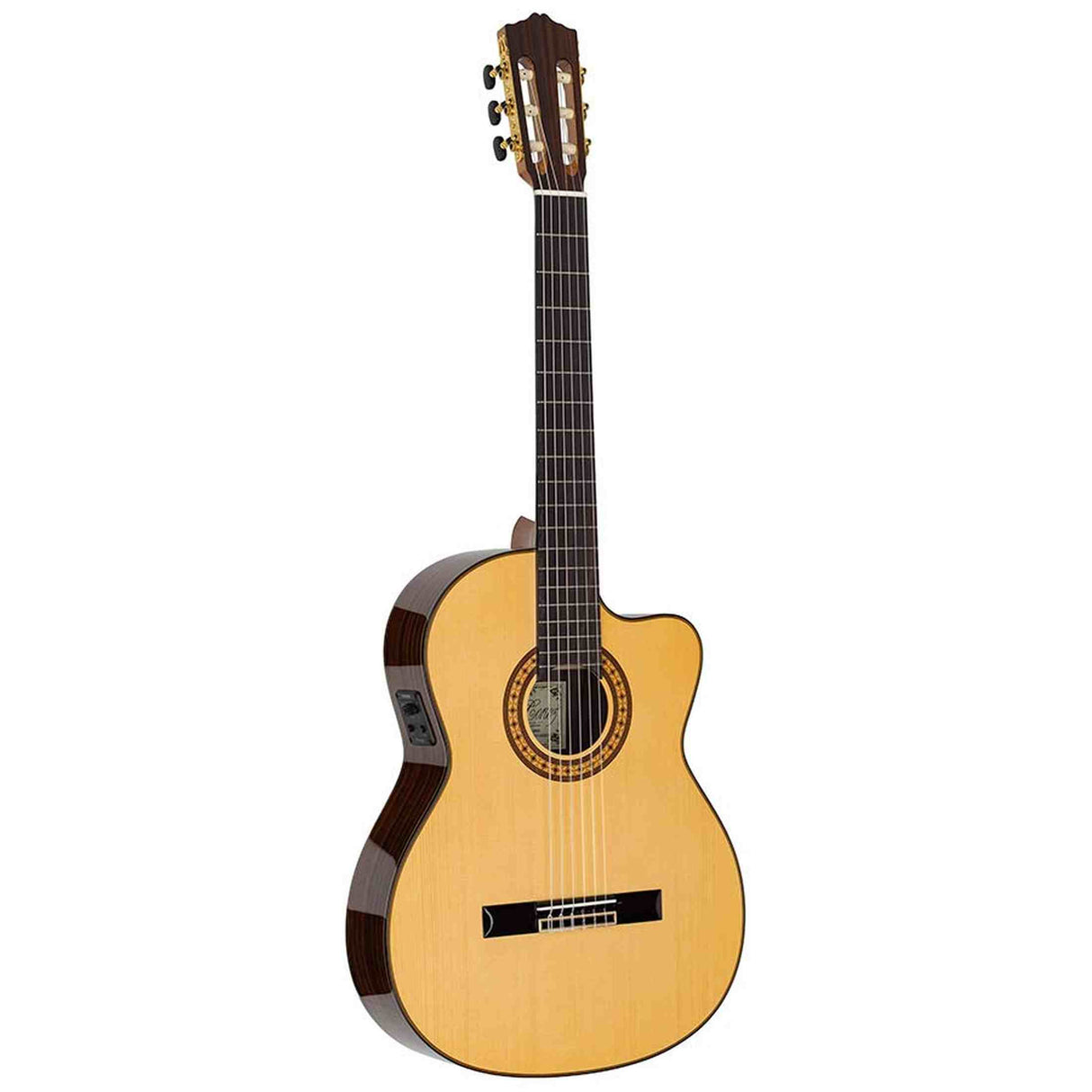 Salvador Cortez CS-60CE – Klassieke gitaar met massief spruce bovenblad, cutaway, Fishman elektronica en gigbag