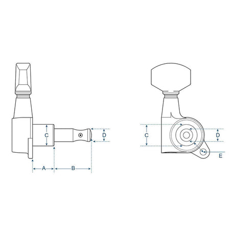 Wilkinson 191-CL Stemmechanieken voor gitaar, die cast, 6x links, chroom, low gearing 19:1