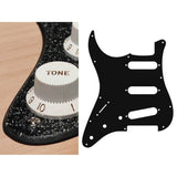 Boston SL-213-SBK pickguard, Stallion, standard, SSS, 3 pot holes, 3-5 switch, lefthanded, 2 ply, sparkling black