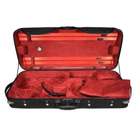 Leonardo DC-160-BR vioolkoffer voor 2 violen oblong hout zwart rood