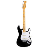 SX SST57-BK elektrische gitaar – 3 single coils, vintage tremolo, zwart + tas