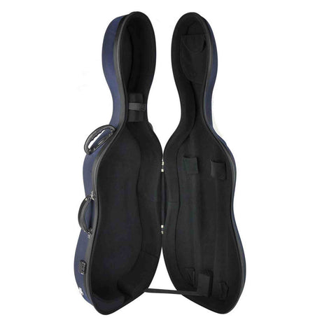 Leonardo CC-144-BU cellokoffer 4/4 gevormd blauw met slot en 2 riemen