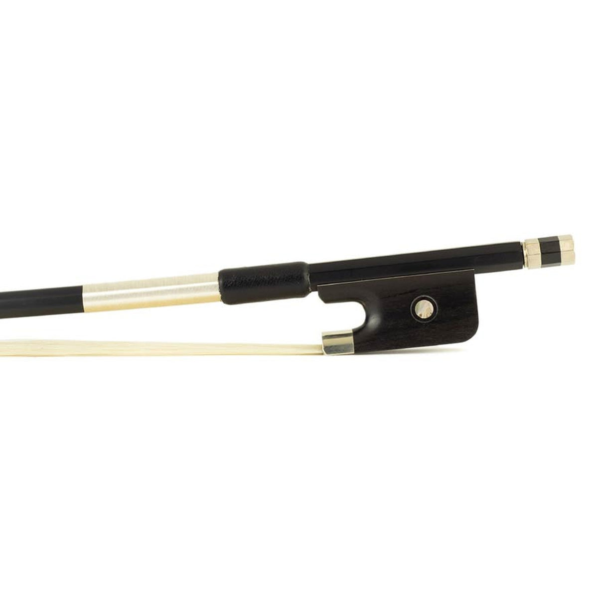 ELS FBC-25/12 cellostrijkstok, 1/2, carbon, zwart, rond, ebben slof, parijs oog, nikkelen montuur