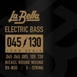 La Bella L-RX-N5D snaren set elektrisch 5-snaar bass, nickel round wound, 045-065-085-105-130