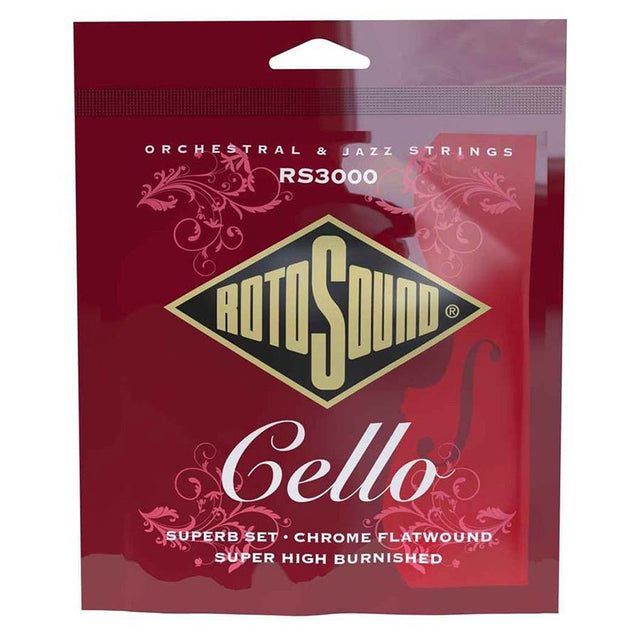 Rotosound RS3000 string set cello 4/4 chrome flatwound, super high burnished