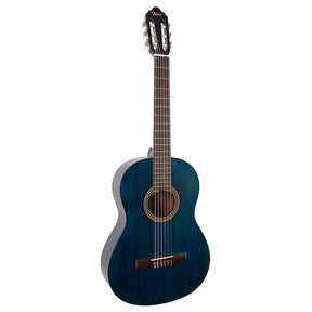 Valencia VC204TBU klassieke gitaar 4/4, sitka sparren top, nato zij- & achterblad, transparant blauwe finish