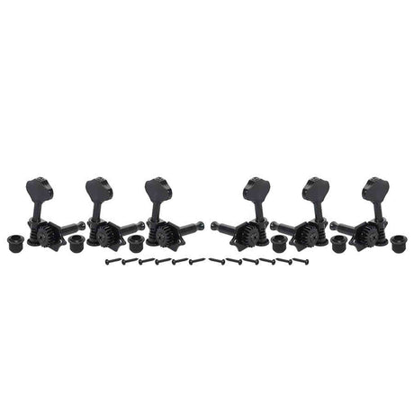 Wilkinson WJ-28N/BK Stemmechanieken voor gitaar, open geared, 3x links + 3x rechts, zwart, ratio 1:19