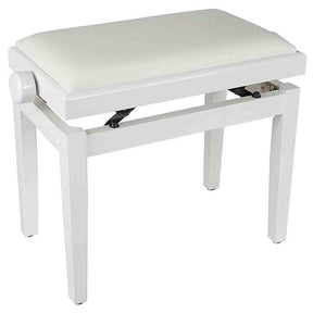 Boston PB1/3040 pianobank – verstelbare zitting, hoogglans wit met witte velours bekleding
