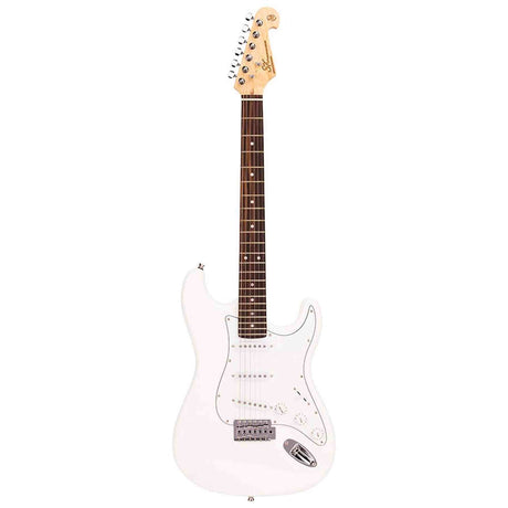 SX ED1/WT elektrische gitaar – 3 single coil pickups, vintage tremolo, wit + tas