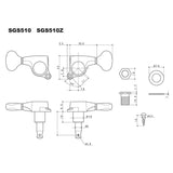 Gotoh GTH14777 SGS510Z stemmechanieken met L5 knoppen, 3L3R, goud