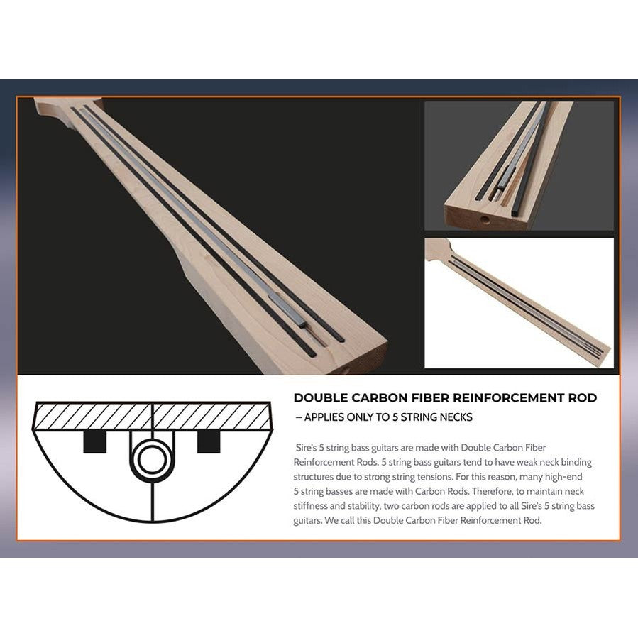 Sire M7+ S5/TBK Marcus Miller 5-Snarige Basgitaar Transparent Black