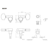 Gotoh GTH13334 SG301 stemmechanieken met 20 knoppen, 3L3R, chroom