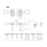Gotoh GTH12963 SD90 stemmechanieken met M5 knoppen, 3L3R, nikkel