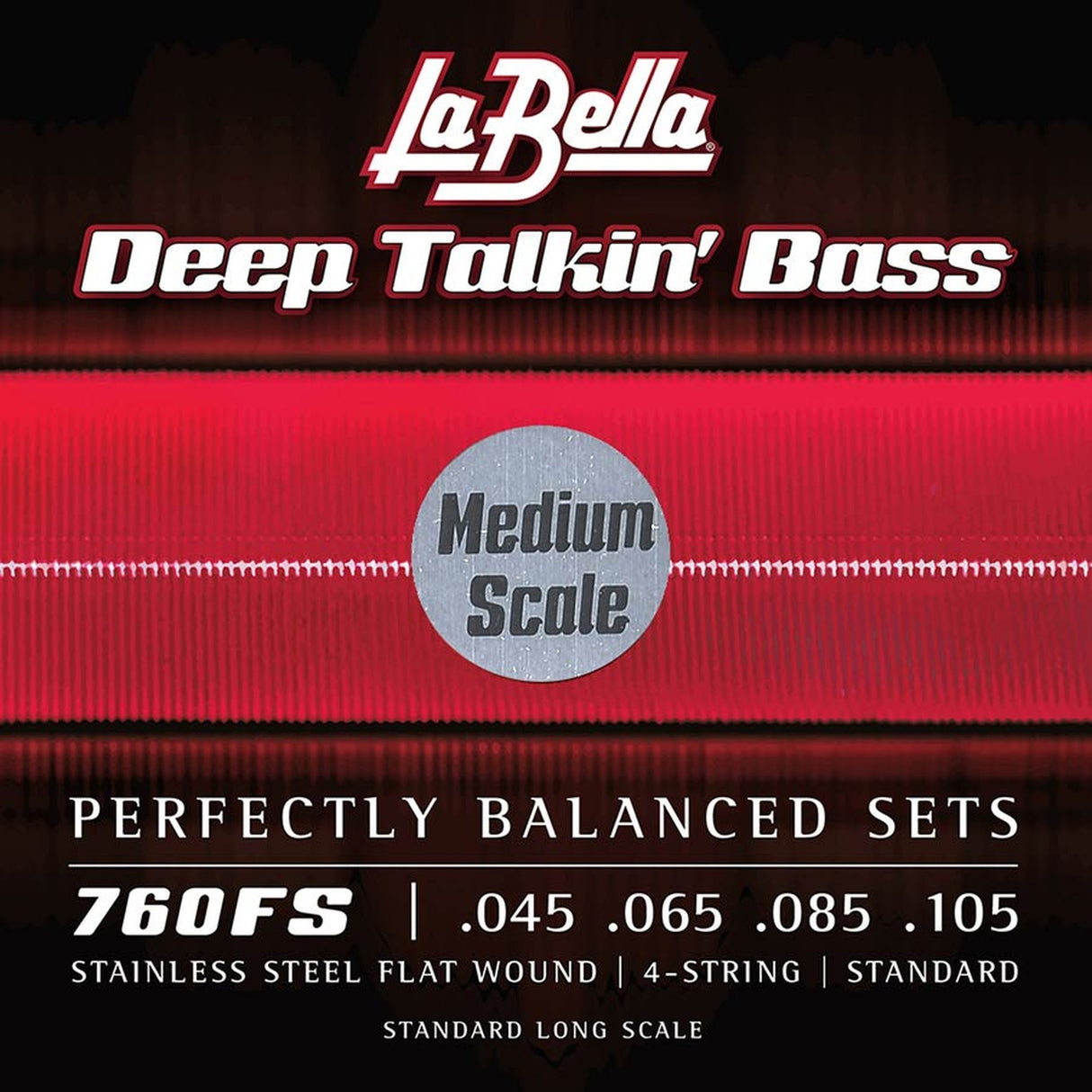 La Bella L-760FS-M snaren set elektrisch bass, stainless steel flatwound, 045-065-085-105, medium scale