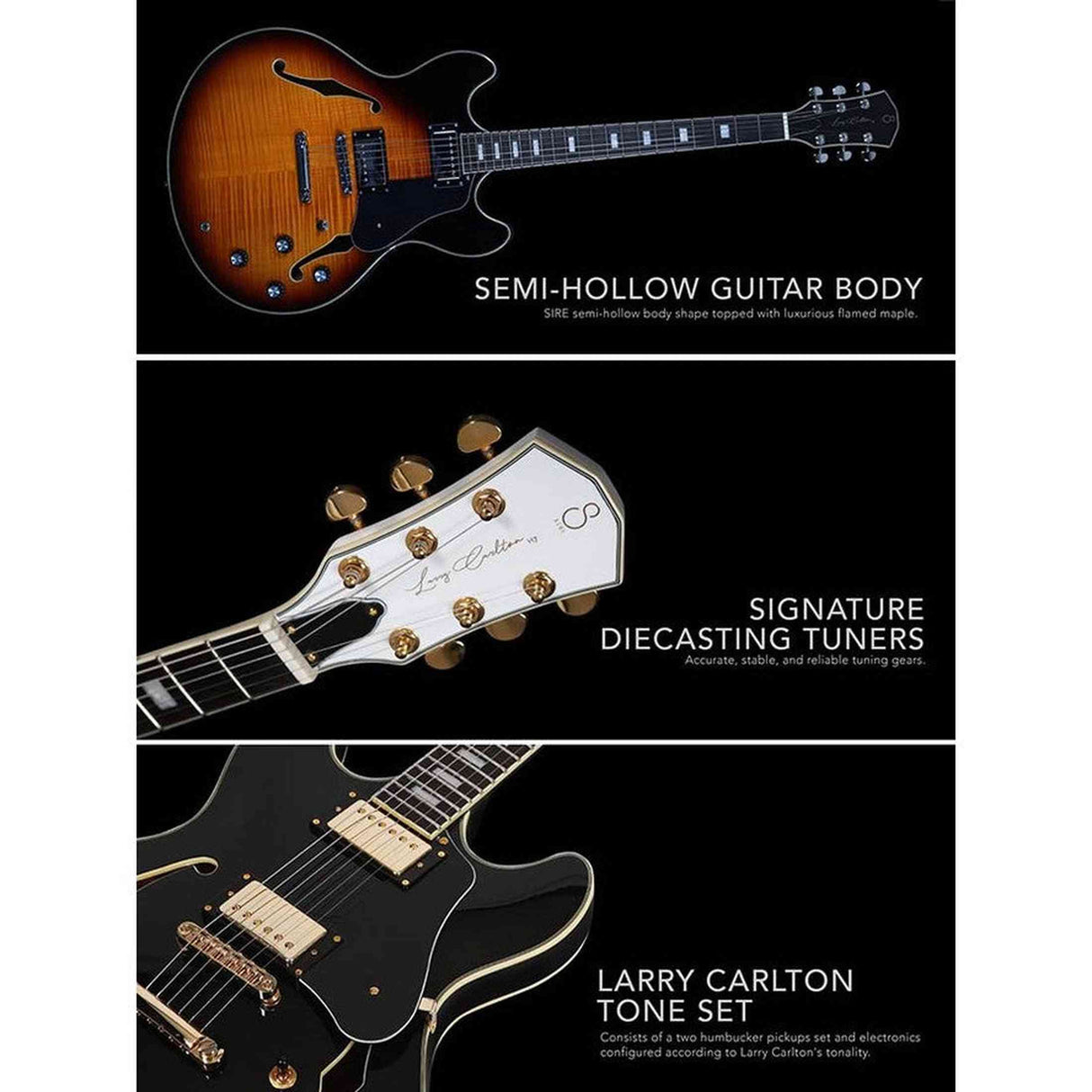 Sire Guitars H7/STR electrische archtop gitaar, esdoorn, see through red
