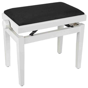 Boston PB1/3020 pianobank – verstelbare zitting, hoogglans wit met velours bekleding