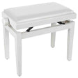 Boston PB1/3045 pianobank – verstelbare zitting, hoogglans wit met witte skai bekleding