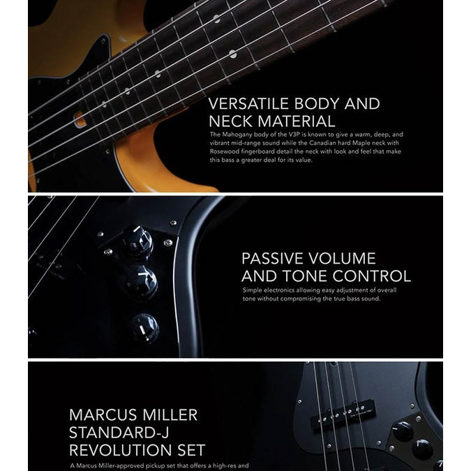 Sire V3P 4/BKS Marcus Miller Basgitaar Satin Black