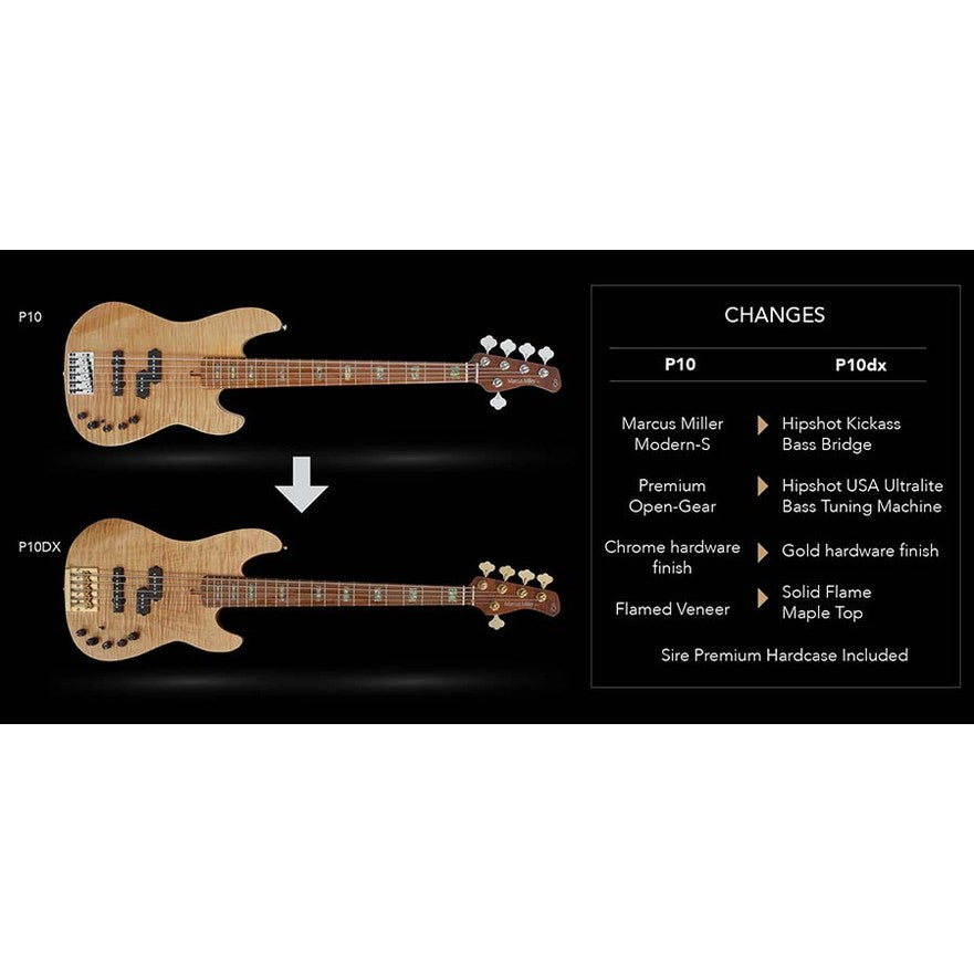 Sire P10 DX4/TS Marcus Miller 4-snarige actieve basgitaar Tobacco Sunburst