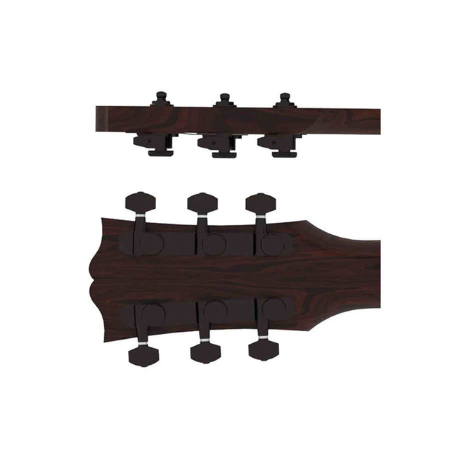 Hipshot HS6K2EL0B Gitaar tuner upgrade kit, 3 + 3 Grip-Lock, closed zwart