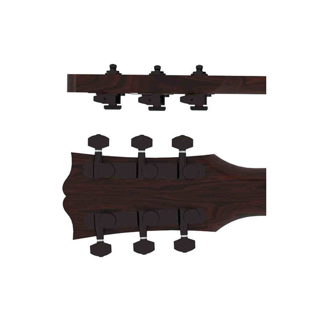 Hipshot HS6K2VEL0B Vintage gitaar tuner upgrade kit, 3 + 3 Grip-Lock, closed zwart