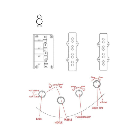 Sire V6 4/BK Marcus Miller actieve 4-snarige basgitaar Black