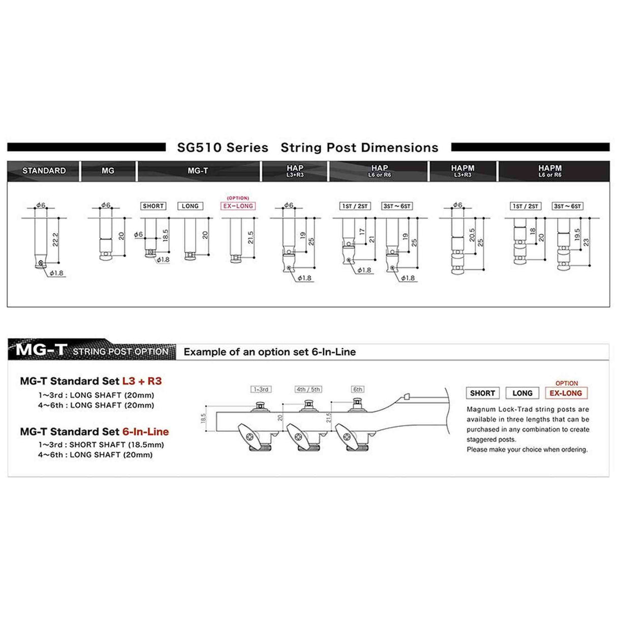 Gotoh GTH14936 SGS510Z stemmechanieken met S5 knoppen, 3L3R, chroom