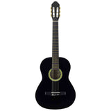 A. Martinez MTC-083/B 3/4 klassieke gitaar zwart linden body met truss rod