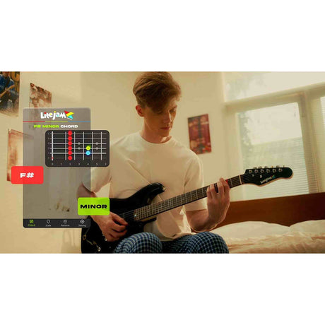Litejam RGB24/WH elektrische gitaar – 24 frets, 144 RGB LED’s, HSH-configuratie, met gigbag, wit