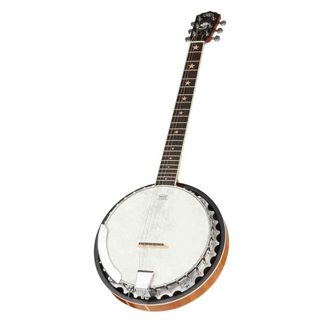 SX BJ566 6-Snarige Gitaarbanjo 11 Inch Aluminium Rim met Remo Fiberskyn Vel en Gigbag