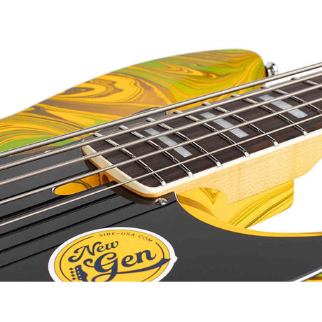 Sire V7N A5/YS Marcus Miller 5-snarige Actieve Basgitaar Matte Yellow Swirl met Elzen Body en Heritage-3 Preamp